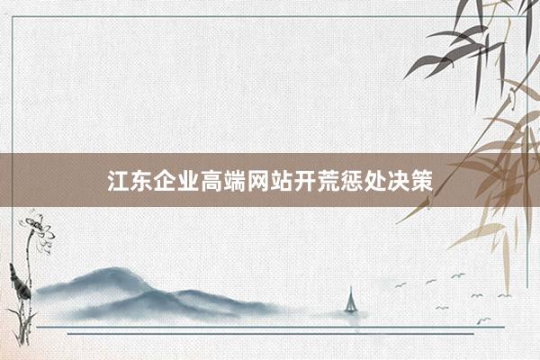 江东企业高端网站开荒惩处决策