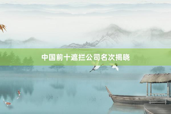 中国前十遮拦公司名次揭晓
